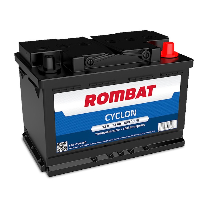 Baterie auto Rombat CYCLON 12 V, 72 AH, Autoturisme