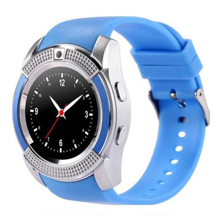 Гледайте Smartwatch V8 Blue HandsFree Bluetooth 3.0 Micro SIM Android камера 1.3MP