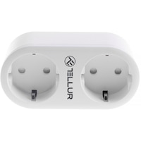 Priza Smart Tellur WiFi, 2 Porturi Schuko, 3680W, 16A, Monitorizarea Energiei, Alb