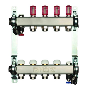 Ansamblu distribuitor inox 4 cai debitmetre HERZ Armaturen Ansamblu distribuitor inox 4 cai debitmetre HERZ Armaturen