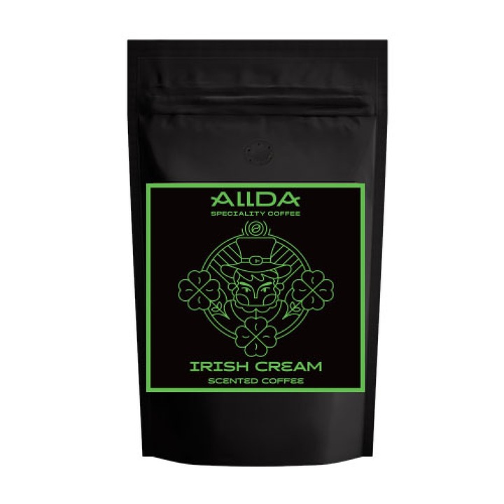 Кафе на зърна ALLDA Speciality Coffee Irish Cream, 100% арабика, с вкус на ирландски крем-ликьор, 500 гр