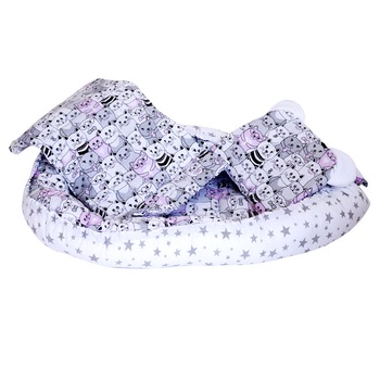 Baby Nest cu pernita si salteluta, fata dubla, 0 - 9 luni , 80 cm x 50 cm x 15 cm - Stars Baby Nest cu pernita si salteluta, fata dubla, 0 - 9 luni , 80 cm x 50 cm x 15 cm - Stars