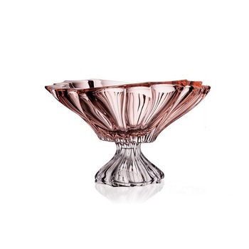 Fructiera pe picior 33 cm Bohemia Venus Roz prafuit Fructiera pe picior 33 cm Bohemia Venus Roz prafuit