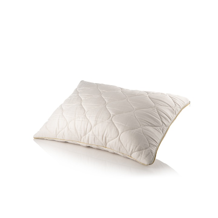 Perna ortopedica hipoalergenica Sleepmode Lux Cotton Satin, alba, 50x70, 15 cm