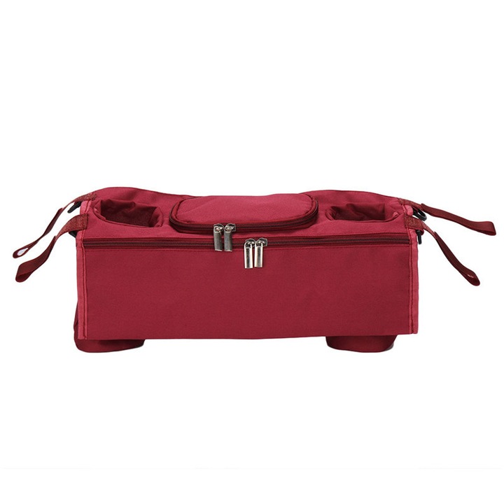 Babakocsi táska , italtartó , cumisüveg tartó , babakocsira rögzíthető (burgundi vörös)