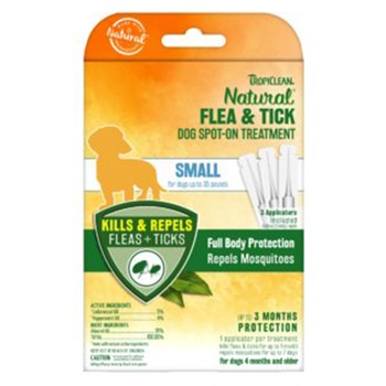 Pipeta antiparazitara pentru caini Tropiclean Flea & Tick, Talie mica, 3x1.5ml Pipeta antiparazitara pentru caini Tropiclean Flea & Tick, Talie mica, 3x1.5ml