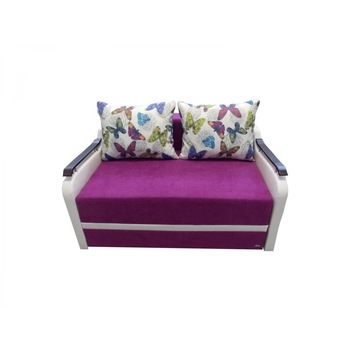 Canapea extensibila Maria, MobAmbient, Mov cu alb, 2 locuri, material textil, extensie din plasa de arcuri tip relaxa, 1 lada de depozitare, 2 perne incluse, 150 x 190 cm Canapea extensibila Maria, MobAmbient, Mov cu alb, 2 locuri, material textil, extensie din plasa de arcuri tip relaxa, 1 lada de depozitare, 2 perne incluse, 150 x 190 cm