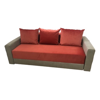 Canapea extensibila Monaco, MobAmbient, Rosu cu gri, material textil si piele ecologica, extensie din plasa de arcuri tip relaxa, lada de depozitare, 3 perne mari incluse, 220 x 140 cm Canapea extensibila Monaco, MobAmbient, Rosu cu gri, material textil si piele ecologica, extensie din plasa de arcuri tip relaxa, lada de depozitare, 3 perne mari incluse, 220 x 140 cm