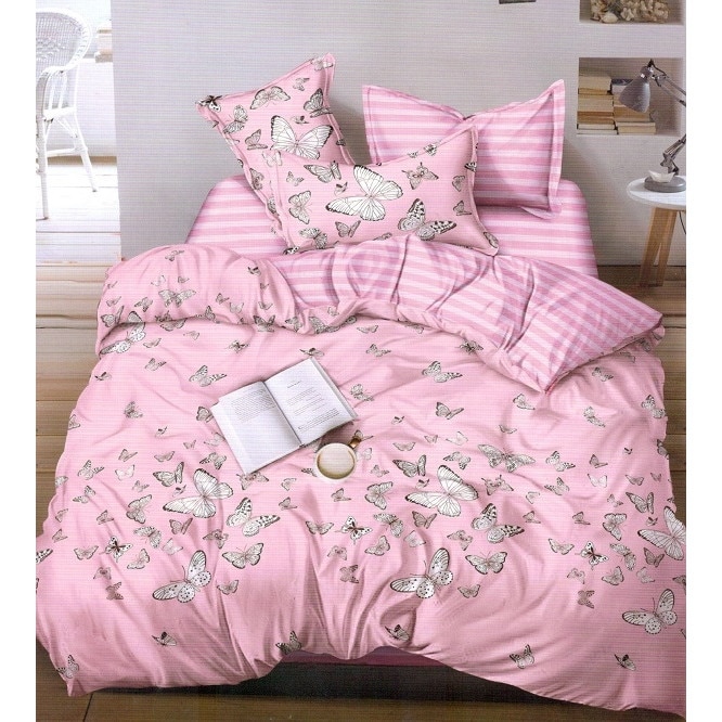 Set Lenjerie pat dublu, Bumbac Satinat, 4 Piese, 230x250 cm, RUBINO-268