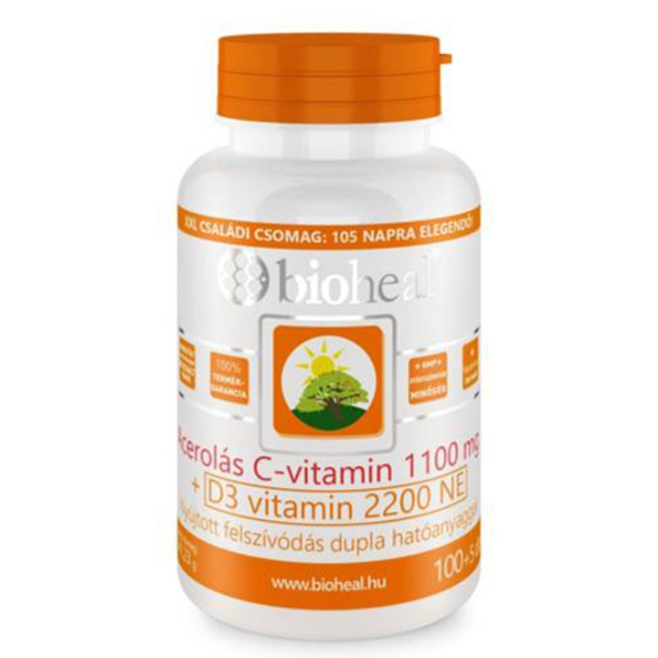 Bioheal Acerolás C-Vitamin 1100 Mg + D3-Vitamin 105 Db