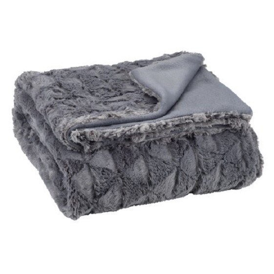 Patura imitatie blana Caro, gri, 130 x 170 cm