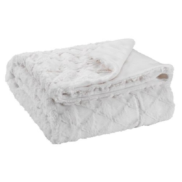 Patura imitatie blana Caro, alb-murdar, 130 x 170 cm