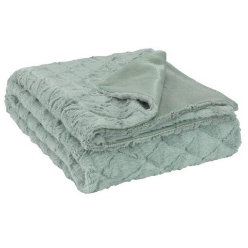 Patura imitatie blana Caro, verde prafuit, 130 x 170 cm