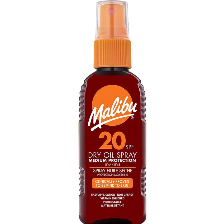 Ulei De Plaja MALIBU Dry Oil Spray, UVA/UVB, SPF20, 200 ml