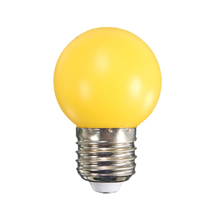 Színes LED gömb fényforrás 1W E27 sárga