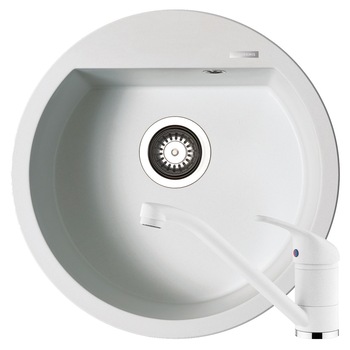 Pachet chiuveta + baterie de bucatarie Pyramis ALAZIA Ø51mm, adancime cuva 200mm, reversibila, baterie MODO, montare pe blat, finisaj snow Pachet chiuveta + baterie de bucatarie Pyramis ALAZIA Ø51mm, adancime cuva 200mm, reversibila, baterie MODO, montare pe blat, finisaj snow