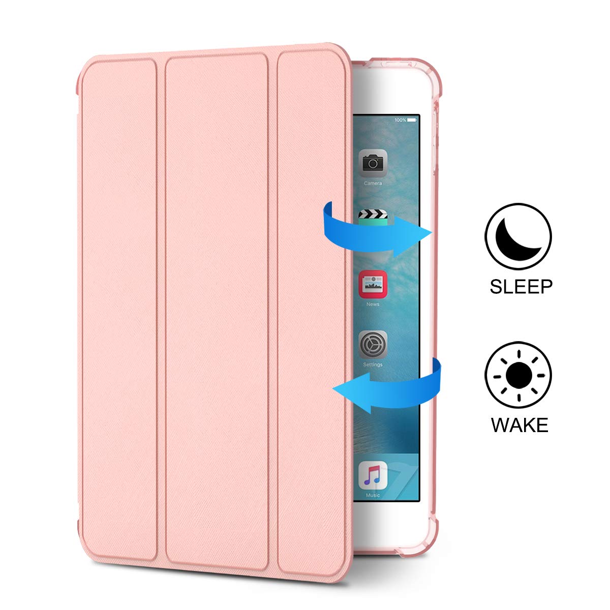 Husa Tableta Smart Cover Apple Ipad 5th Gen 9,7Inch, Suport Pen Ipad 1822, 1823 9.7Inch Protejeaza 360 Deluxe Corners Rose