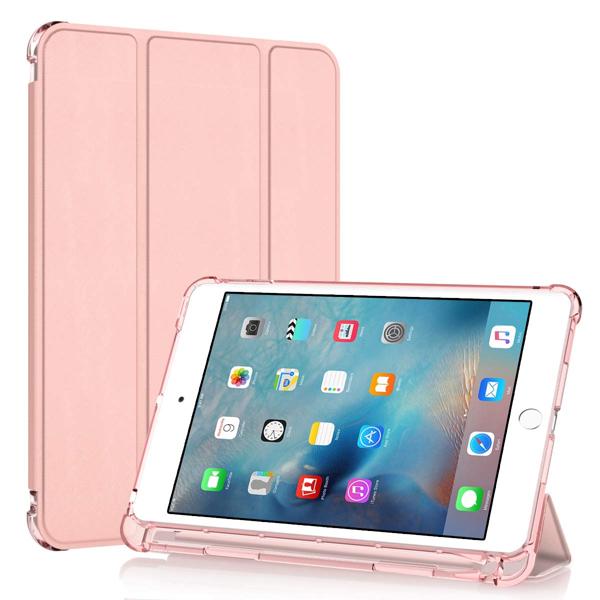 Husa Tableta Smart Cover Apple Ipad 5th Gen 9,7Inch, Suport Pen Ipad 1822, 1823 9.7Inch Protejeaza 360 Deluxe Corners Rose