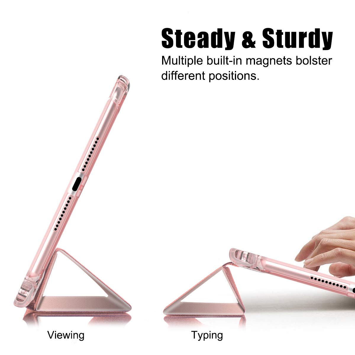 Husa Tableta Smart Cover Apple Ipad 5th Gen 9,7Inch, Suport Pen Ipad 1822, 1823 9.7Inch Protejeaza 360 Deluxe Corners Rose