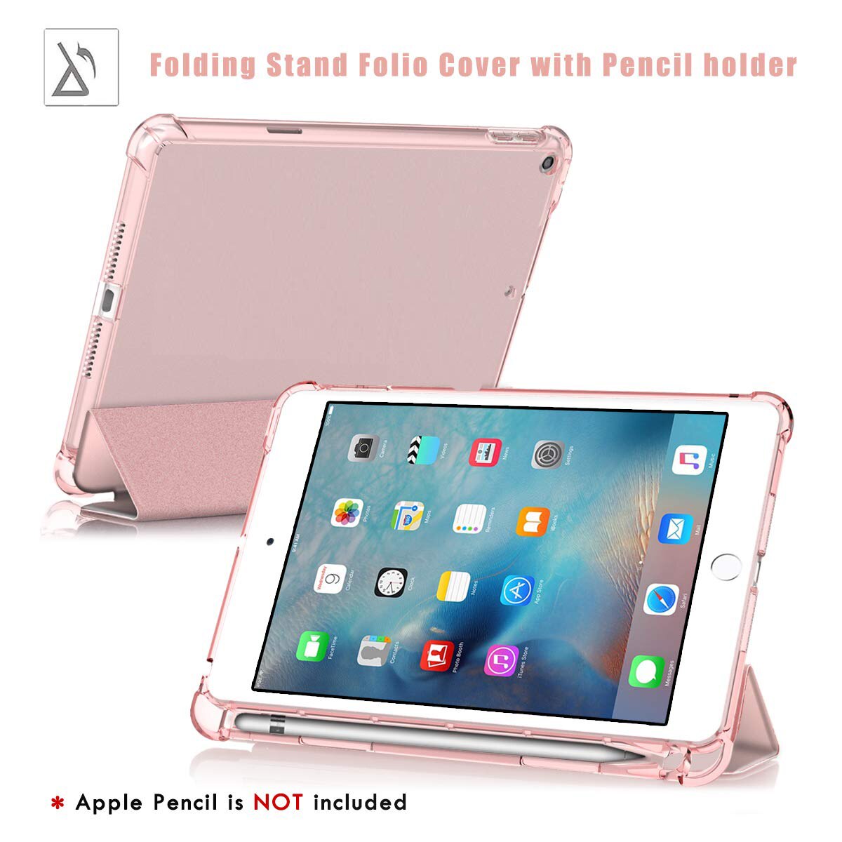 Husa Tableta Smart Cover Apple Ipad 5th Gen 9,7Inch, Suport Pen Ipad 1822, 1823 9.7Inch Protejeaza 360 Deluxe Corners Rose