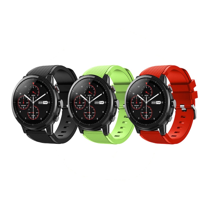 Set 3 curele din silicon universale 22mm compatibile cu Samsung Gear S2 / S3/ Huawei Watch 2, multicolor