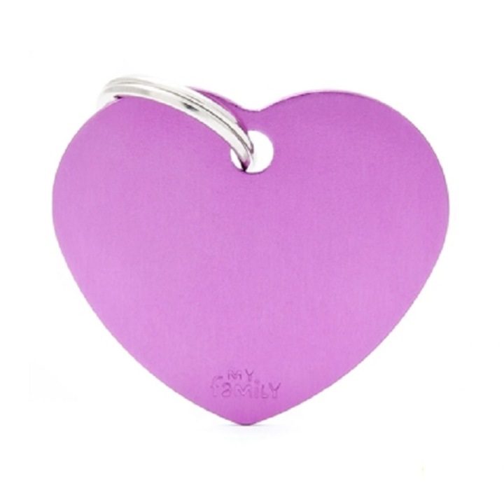 Medalion personalizabil, My Family, gama Basic Aluminium, Big Heart Aluminium Purple, 376 mm x 310 mm