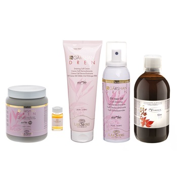 Pachet 5 produse anticelulitice cu efect de drenare, Lakshmi, argila osmotica, crema anticelulitica, fiole ultradrenante, uleiul pretios, extractul de plante  Pachet 5 produse anticelulitice cu efect de drenare, Lakshmi, argila osmotica, crema anticelulitica, fiole ultradrenante, uleiul pretios, extractul de plante