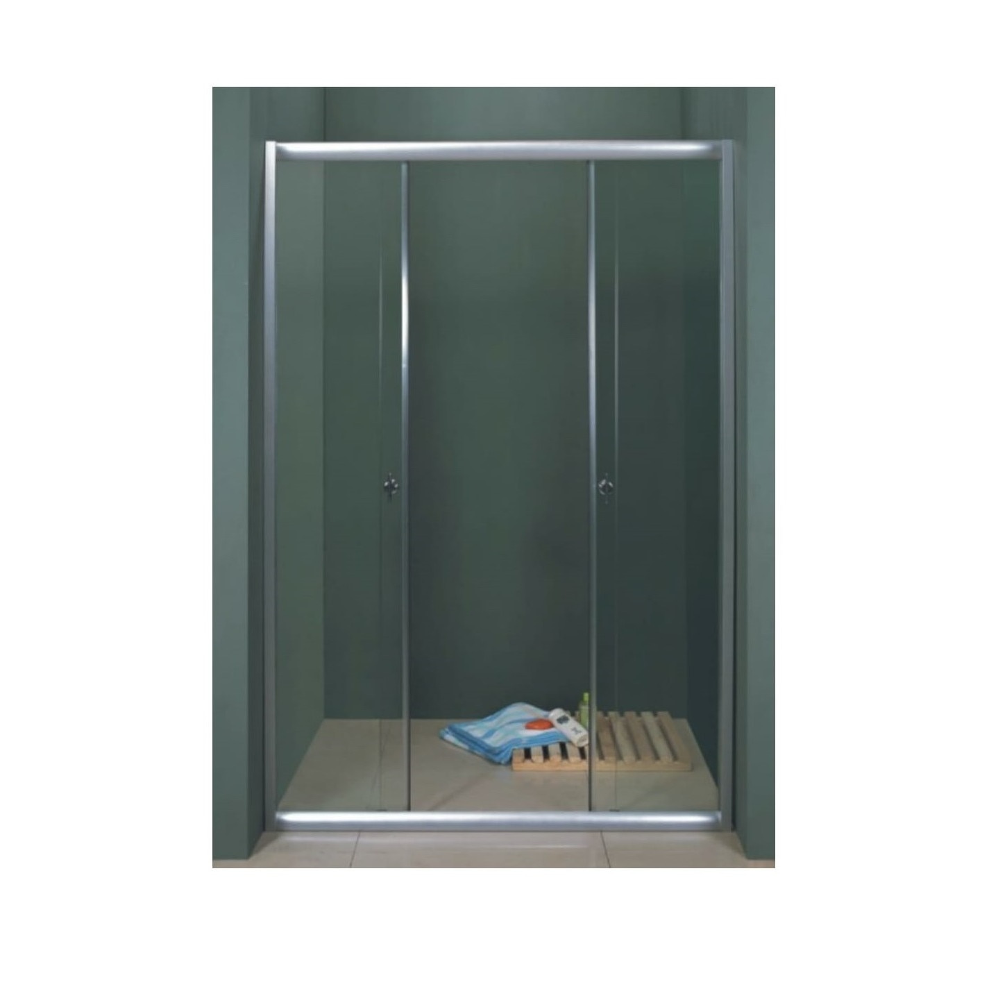 Paravan dus sticla cu usi culisante , Crown , SLP- B , 1500 x1900