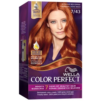 Vopsea de par permanenta Wella Color Perfect 7/43 Inttens Red Copper, 140 ml Vopsea de par permanenta Wella Color Perfect 7/43 Inttens Red Copper, 140 ml
