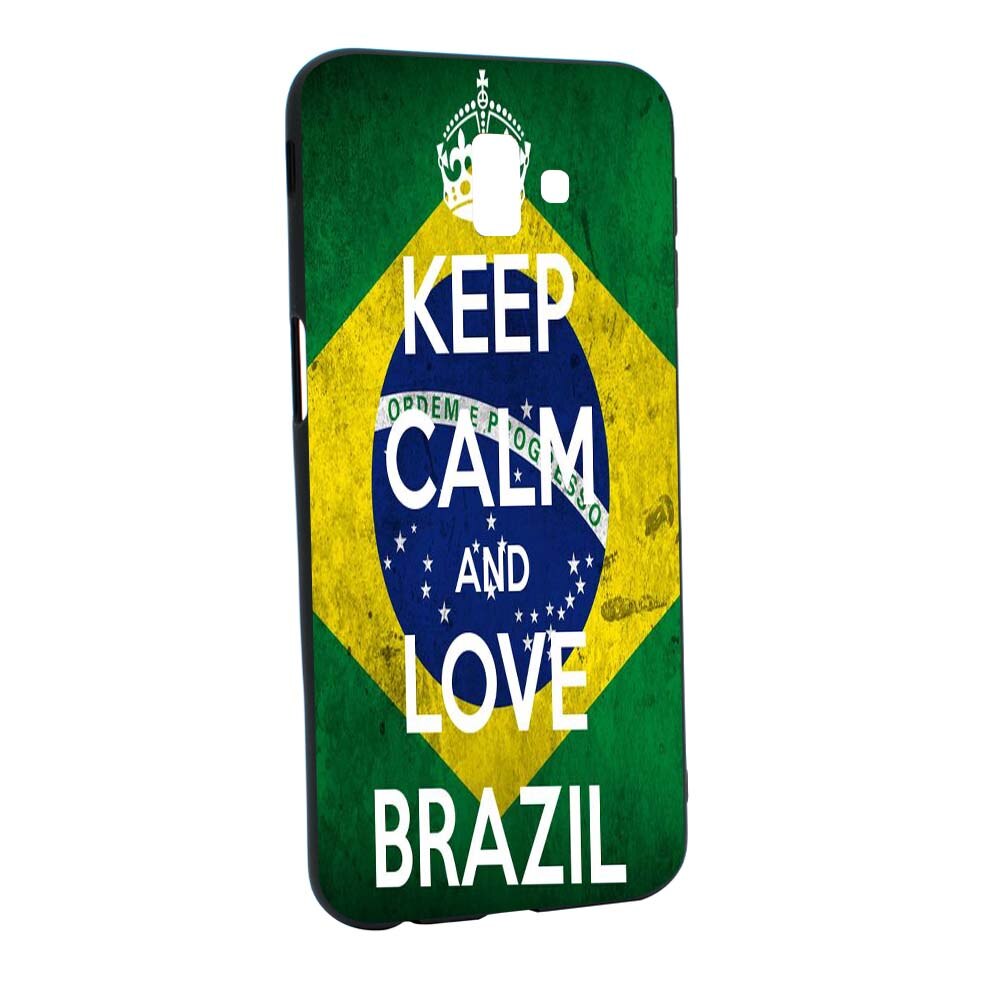 Husa de protectie Football, Brazil pentru Samsung Galaxy J6 Plus / J6 Prime, rezistenta la uzura, anti-alunecare, din silicon Premium, B232