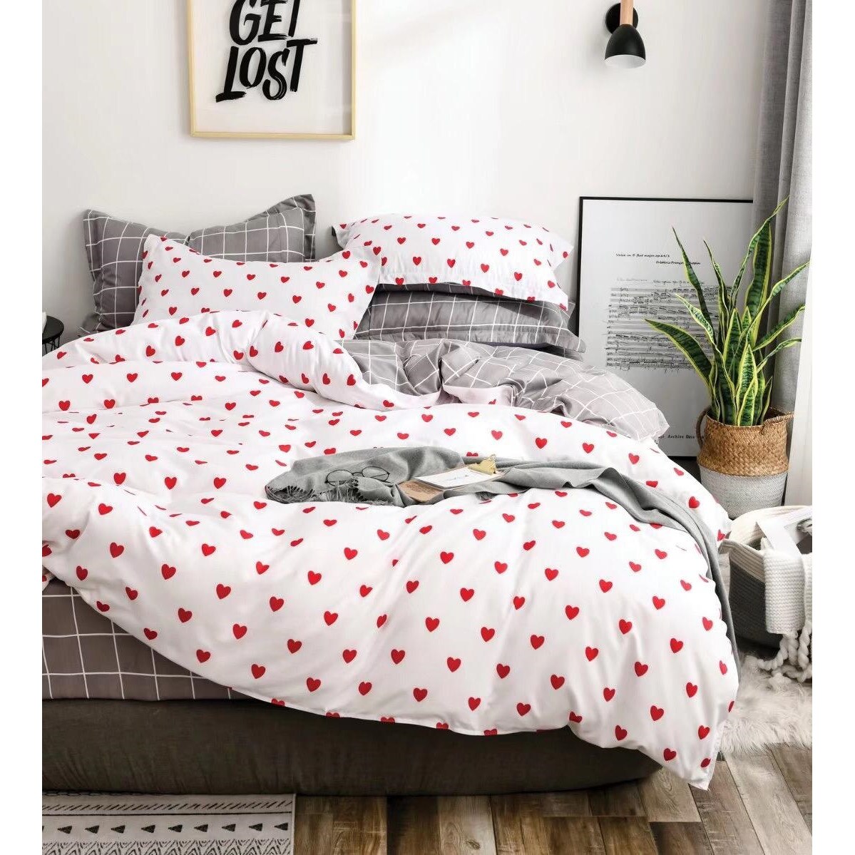 Set Lenjerie pat dublu, Bumbac Satinat, 4 Piese, 230x250 cm, RUBINO-256