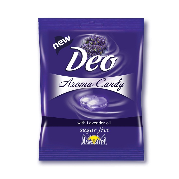 Aроматизиращи твърди бонбони DEO - aroma candy, с лавандулово масло, без захар, пакет 60 гр.