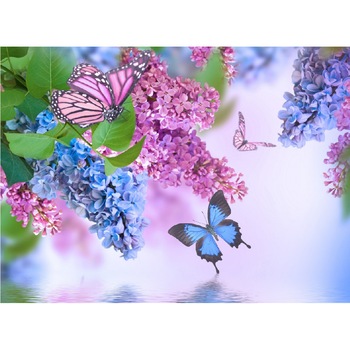 Tablou canvas Fluturi si flori de liliac (45 x 30 cm) Tablou canvas Fluturi si flori de liliac (45 x 30 cm)