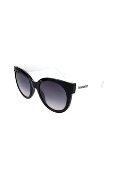 Havaianas, Ochelari de soare cat-eye cu lentile in degrade si brate contastante Noronha, Negru/Alb, 52-21-145 Standard Havaianas, Ochelari de soare cat-eye cu lentile in degrade si brate contastante Noronha, Negru/Alb, 52-21-145 Standard