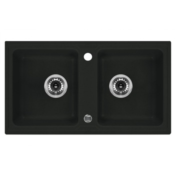 Chiuveta bucatarie din granit ZORBA cu 2 cuve ZQZ 2203, finisaj negru mat Chiuveta bucatarie din granit ZORBA cu 2 cuve ZQZ 2203, finisaj negru mat