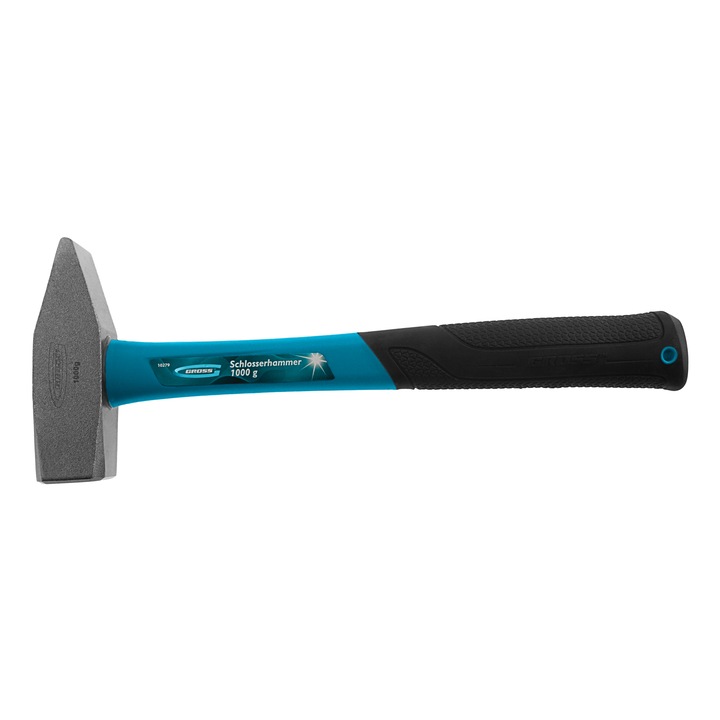 Ciocan 1000 g, frunte patrata, maner fibra de sticla cauciucat, Gross