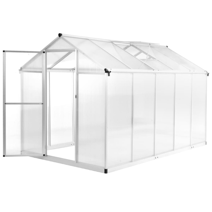 Sera solida cu pereti duble, vidaXL, Policarbonat/Aluminiu, 302 x 190 x 195 cm, 11,19 m³, Transparent