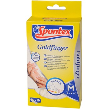 Manusi Unica Folosinta, Latex Natural Goldfinger Spontex (M), 10 Buc Manusi Unica Folosinta, Latex Natural Goldfinger Spontex (M), 10 Buc