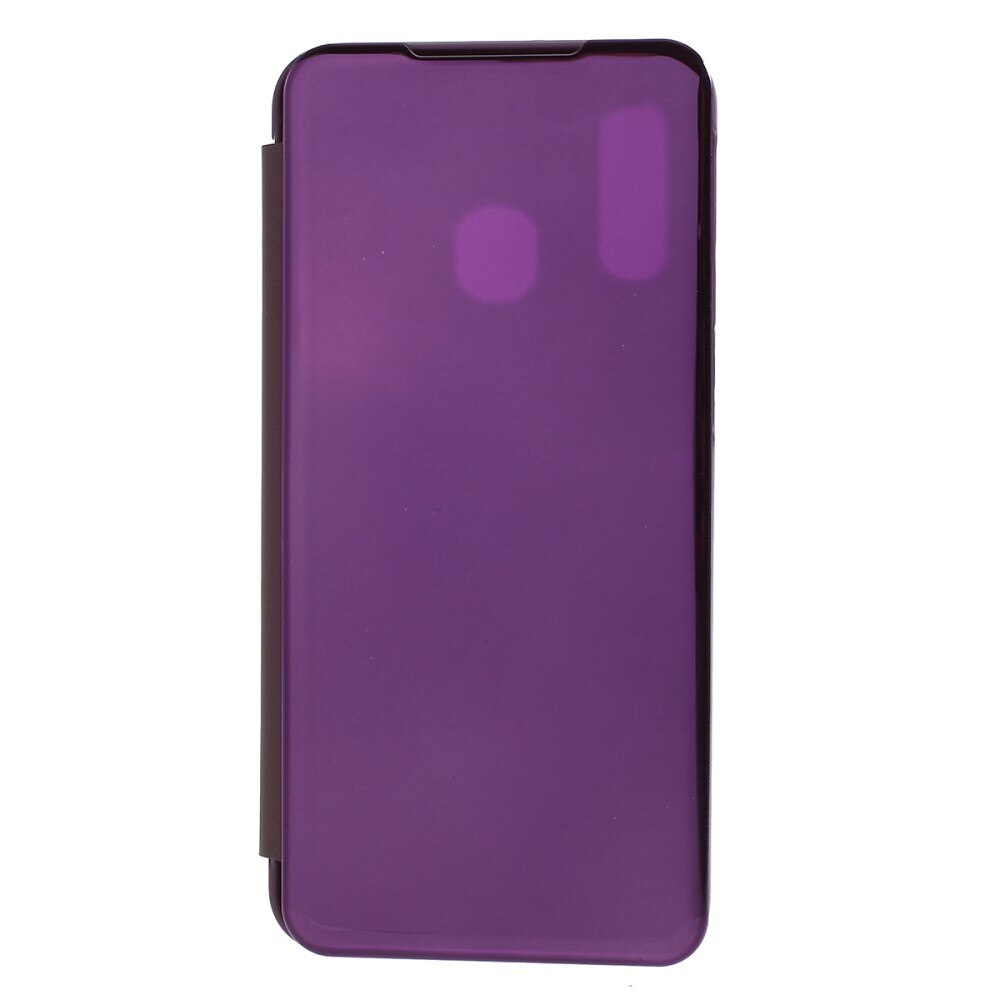 Husa Samsung Galaxy A40 - Flip Mirror tip Carte, Capac translucid, Purpurie