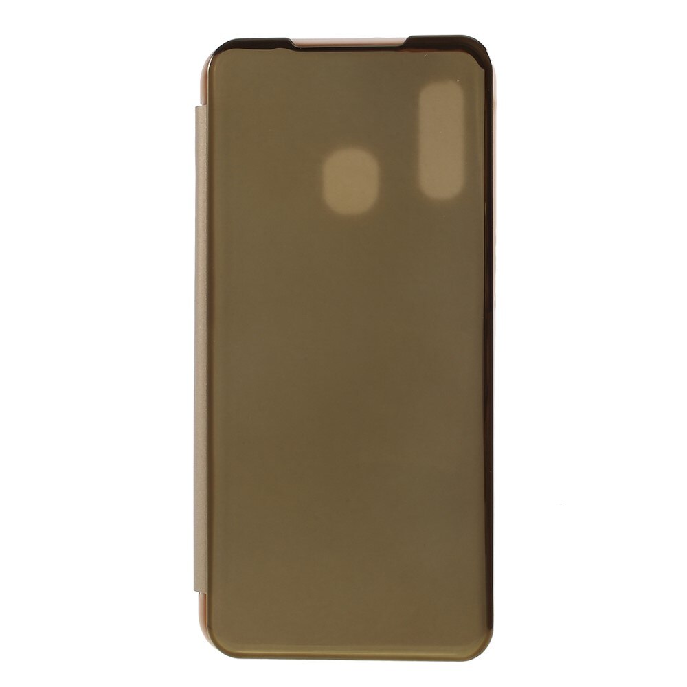 Husa Samsung Galaxy A40 - Flip Mirror tip Carte, Capac translucid, Aurie