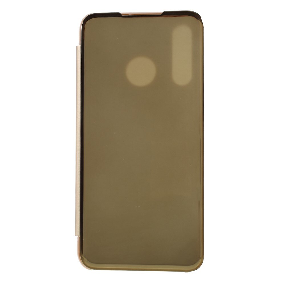 Husa Huawei P30 Lite - Flip Mirror tip Carte, Capac translucid, Aurie