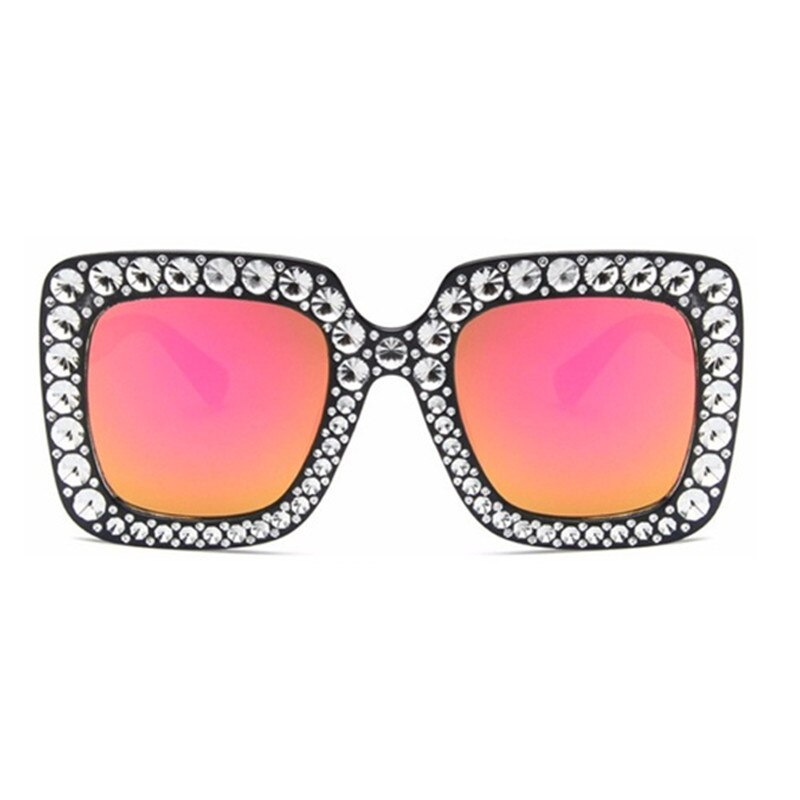Ochelari de soare Luxury Black Pink cu pietricele aplicate