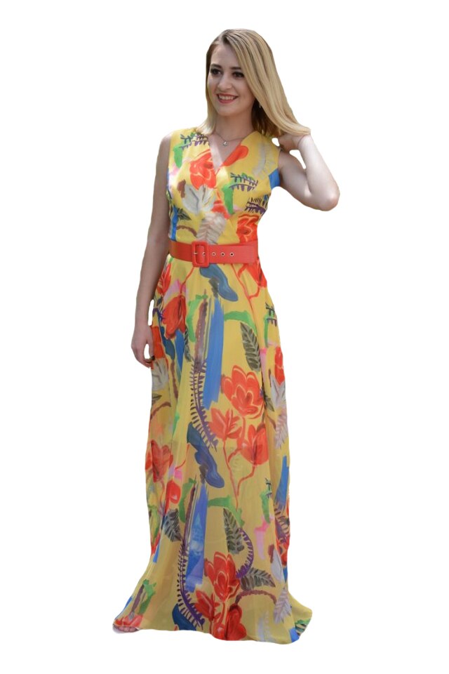 Rochie Amelia de vara,imprimeu floral multicolor,D&J Exclussive, Multicolor