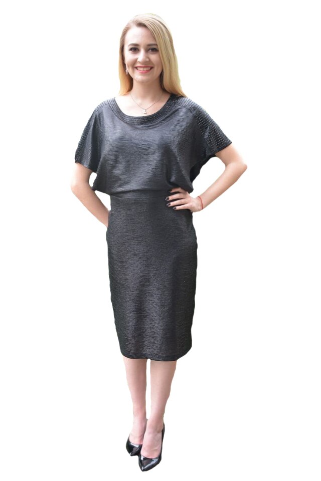 Rochie eleganta Genesis,aplicatii de strasuri, D&J Exclussive, Negru