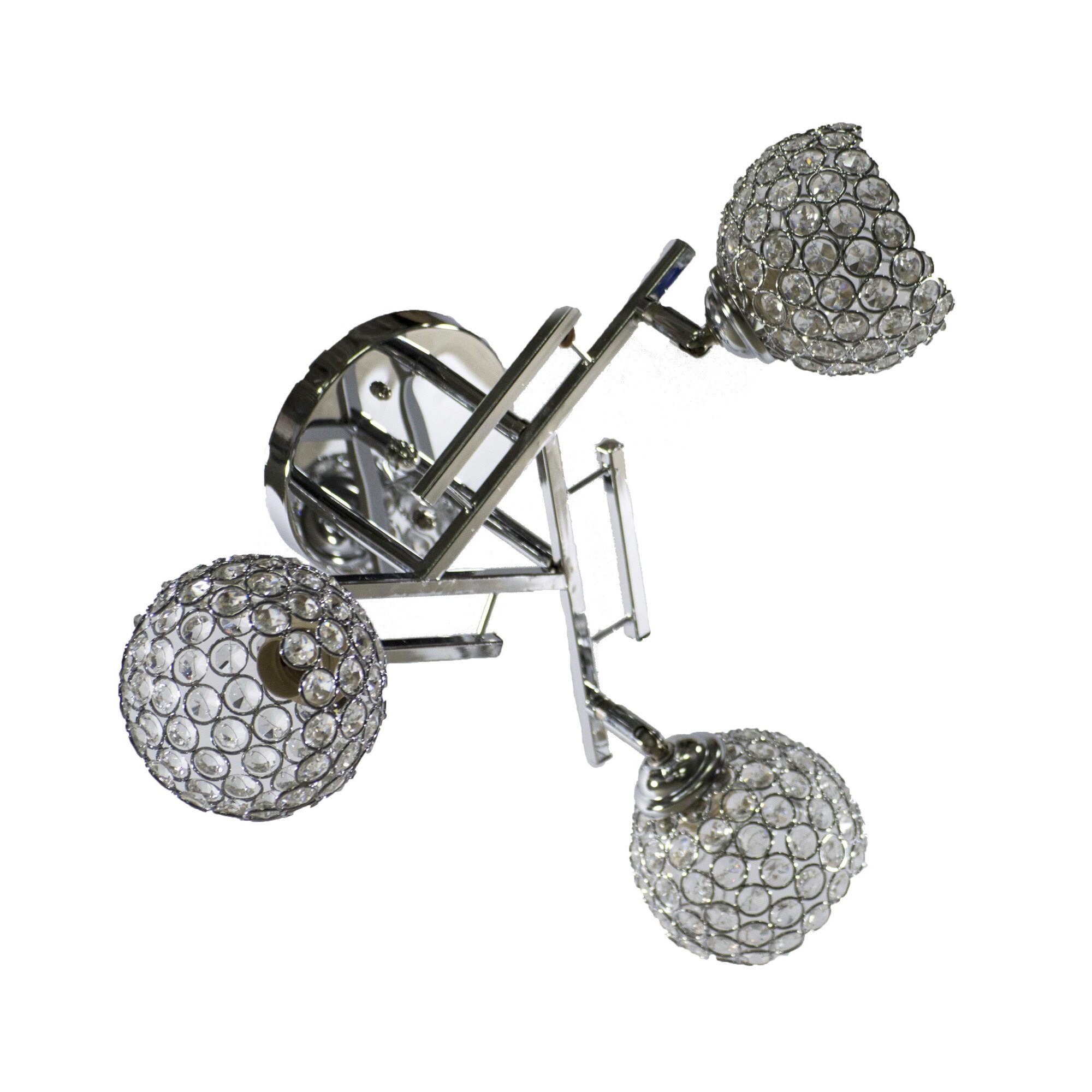 Candelabru NG 71341-3, abajur cu cristale brate reglabile 3 x E 27, 40 W, 220 V, Metal, Crom