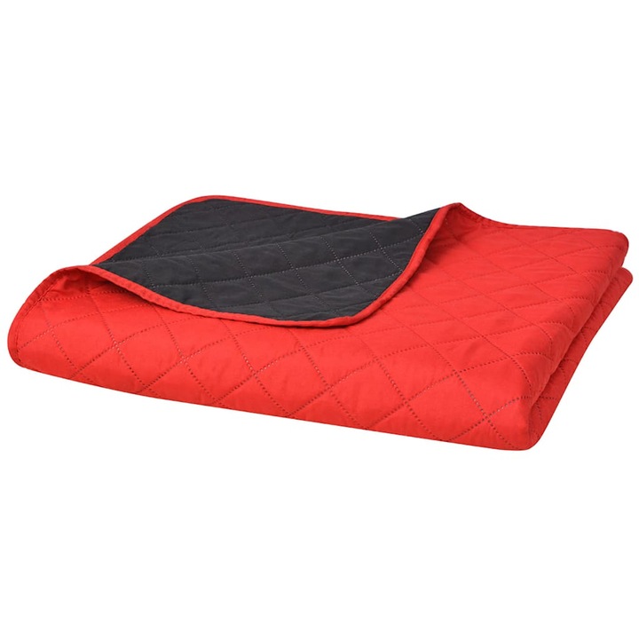 Cuvertura matlasata cu doua fete vidaXL, 170 x 210 cm, rosu si negru