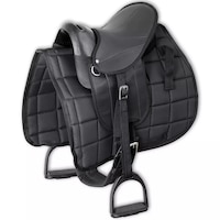 Set sa si patura pentru sa, vidaXL, Plastic, 10" (25,4 cm), Negru