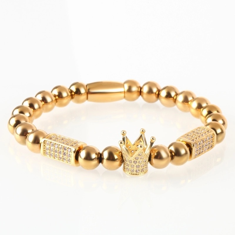 Bratara Brooks Crown Zirconia,Auriu,Cristale Zirconiu,Elastica