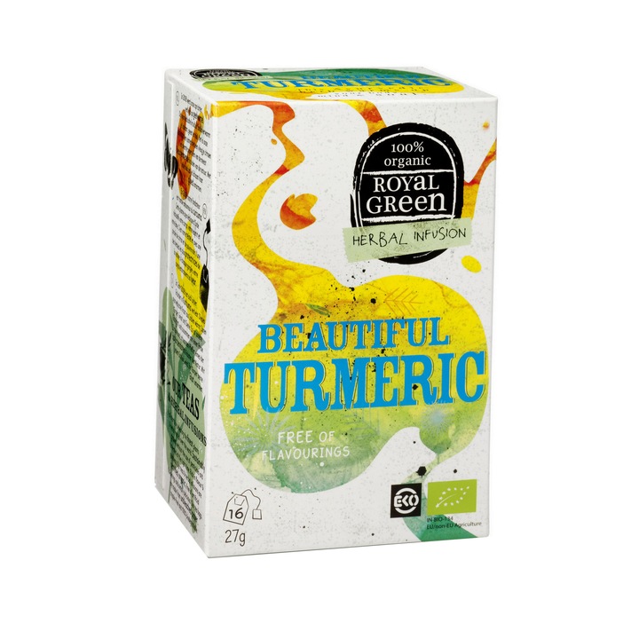 Gyönyörű kurkuma tea, Royal Green, 27 gr, 16 tasak