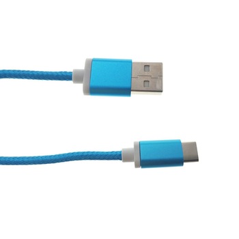 Cablu USB 2.0 la USB tip C, invelis textil, 120cm, albastru Cablu USB 2.0 la USB tip C, invelis textil, 120cm, albastru